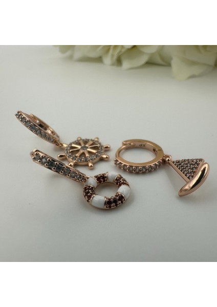 3'lü Denizci Modelli Küpe Seti - Gold Renk XUPING Paslanmaz Çelik modelleri