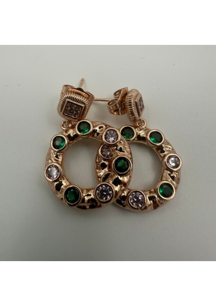 Renkli Taşlı Gold Halka Sallantılı Küpe - XUPING Paslanmaz Çelik 316L