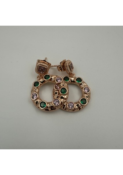 Renkli Taşlı Gold Halka Sallantılı Küpe - XUPING Paslanmaz Çelik 316L modelleri