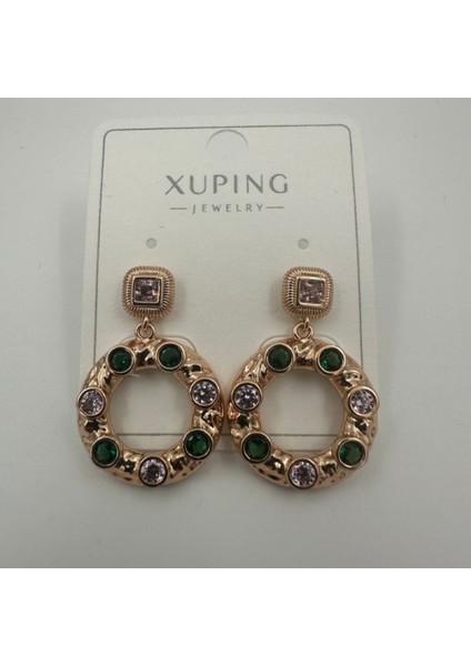 Renkli Taşlı Gold Halka Sallantılı Küpe - XUPING Paslanmaz Çelik 316L fırsatları