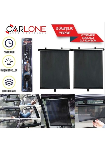 Çiftli otomatik yan cam güneşlik, 36x54cm, araç içi güneş koruyucu
