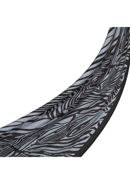 Ipekevi Zebra Desenli Tensel Şal 02881 Siyah - Beyaz