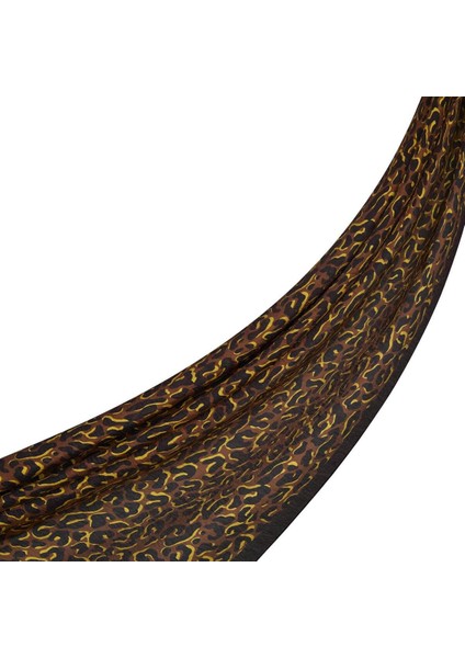 Ipekevi Leopar Desenli Tensel Şal 02880 Siyah - Gold