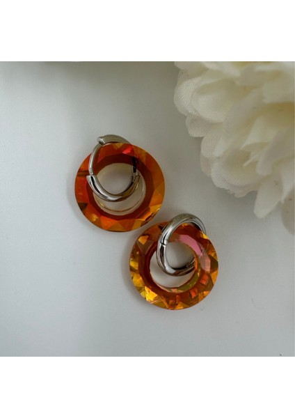 XUPING Paslanmaz Çelik Turuncu Kadın Taşlı Halka Küpe fiyatları