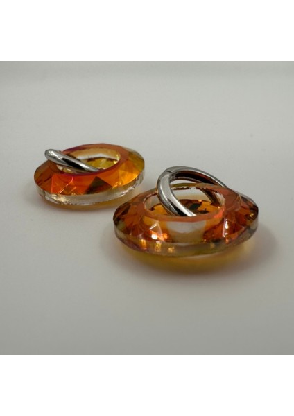 XUPING Paslanmaz Çelik Turuncu Kadın Taşlı Halka Küpe modelleri