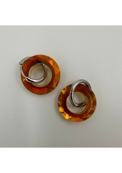 XUPING Paslanmaz Çelik Turuncu Kadın Taşlı Halka Küpe fırsatları