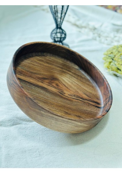 Ahşap Kase Sunum Tepsisi Ceviz| 23 cm Çap – 4.5 cm Yükseklik fiyatları