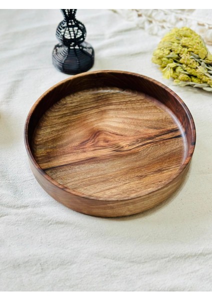 Ahşap Kase Sunum Tepsisi Ceviz| 23 cm Çap – 4.5 cm Yükseklik modelleri
