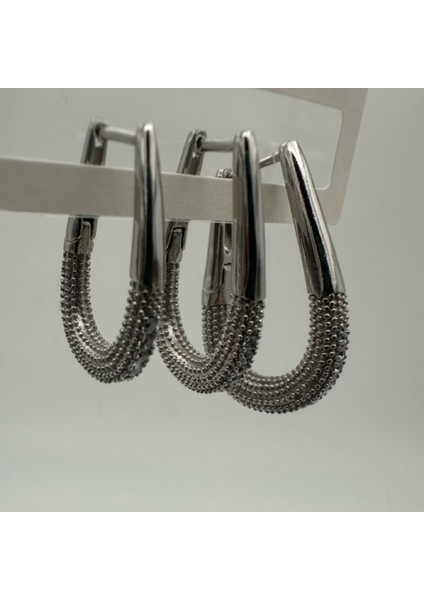 Gümüş Renkli 316L Paslanmaz Çelik Üçlü Kadın Taşlı Küpe Seti fiyatları