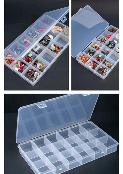 Füme 18 Bölmeli Ayarlanabilir Takı Düzenleyici, Boncuk, Küpe, Kolye, Yüzük, Toka Saklama