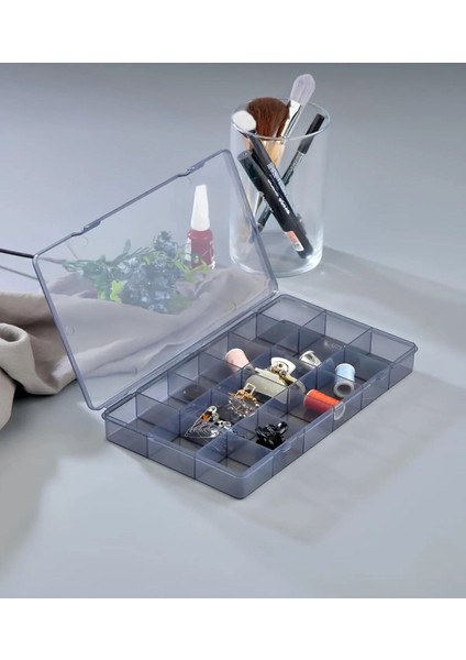 Füme 18 Bölmeli Ayarlanabilir Takı Düzenleyici, Boncuk, Küpe, Kolye, Yüzük, Toka Saklama modelleri