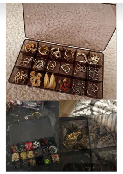 Füme 18 Bölmeli Ayarlanabilir Takı Düzenleyici, Boncuk, Küpe, Kolye, Yüzük, Toka Saklama fırsatları