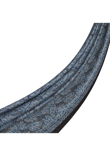 Ipekevi Mezopotamya Desenli Tensel Şal 02886 Siyah - Mavi