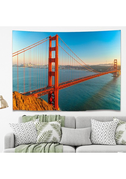 Golden Gate Köprüsü Bohem Duvar Örtüsü Halısı Duvar Sanatı Duvar Dekorasyonu Şık Dekoratif Tapestry
