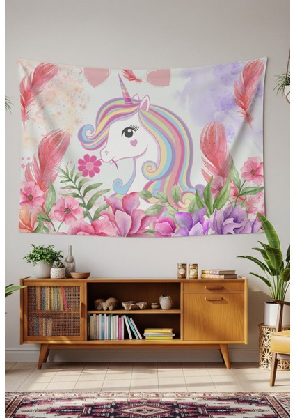 Pembe Çiçek Duvar Örtüsü Duvar Halısı Duvar Sanatı Duvar Dekorasyonu Dekoratif Tapestry