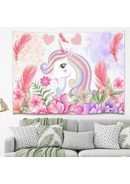 Pembe Çiçek Duvar Örtüsü Duvar Halısı Duvar Sanatı Duvar Dekorasyonu Dekoratif Tapestry