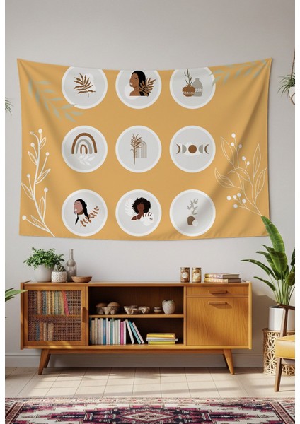 Çiçek Minimalist Mandala Bohem Duvar Örtüsü Halısı Duvar Sanatı Duvar Dekorasyonu Dekoratif Tapestry