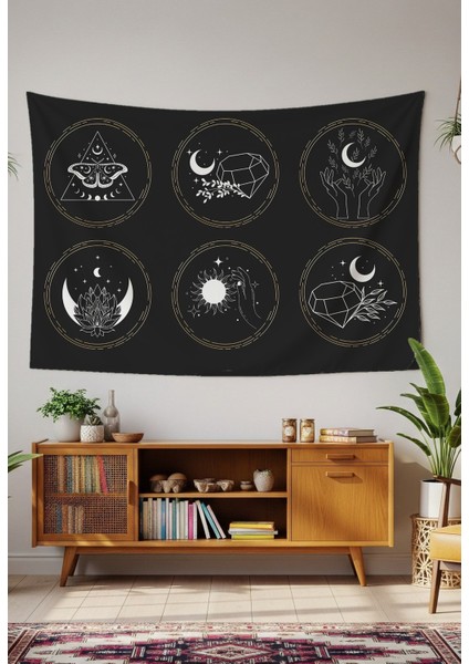 Mandala Yaprak Çiçek Minimalist Bohem Duvar Örtüsü Halısı Duvar Sanatı Dekorasyon Dekoratif Tapestry