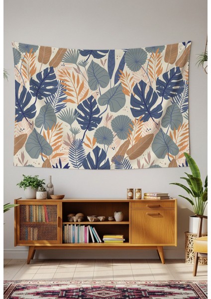 Yaprak Mandala Bohem Duvar Örtüsü Halısı Duvar Sanatı Duvar Dekorasyonu Şık Dekoratif Tapestry