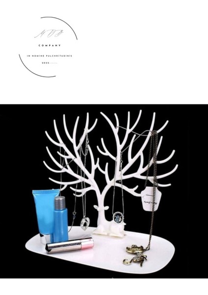 Beyaz Geyik Temalı Takı ve Mücevher Standı, Plastik, Şık ve Kullanışlı Tasarım