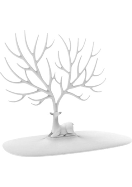 Beyaz Geyik Temalı Takı ve Mücevher Standı, Plastik, Şık ve Kullanışlı Tasarım fiyatları