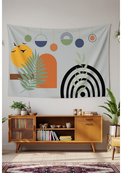 Yaprak Çiçek Minimalist Bohem Duvar Örtüsü Halısı Duvar Sanatı Duvar Dekorasyonu Dekoratif Tapestry