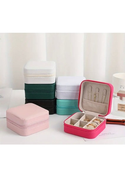 Pembe taşınabilir takı kutusu, fermuarlı seyahat organizeri, pratik ve şık tasarım fırsatları