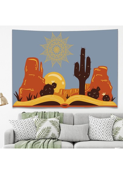 Kaktüs Çöl Mandala Bohem Duvar Örtüsü Halısı Duvar Sanatı Duvar Dekorasyonu Şık Dekoratif Tapestry