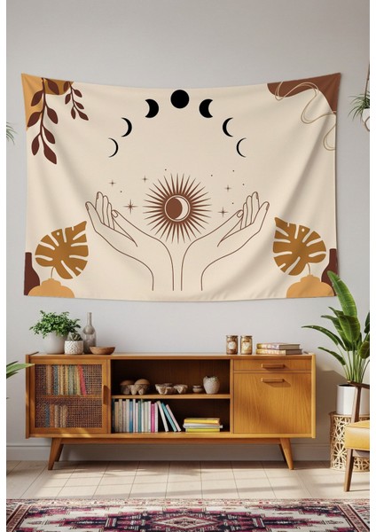 Mandala Yaprak Çiçek Minimalist Bohem Duvar Örtüsü Halısı Duvar Sanatı Dekorasyon Dekoratif Tapestry