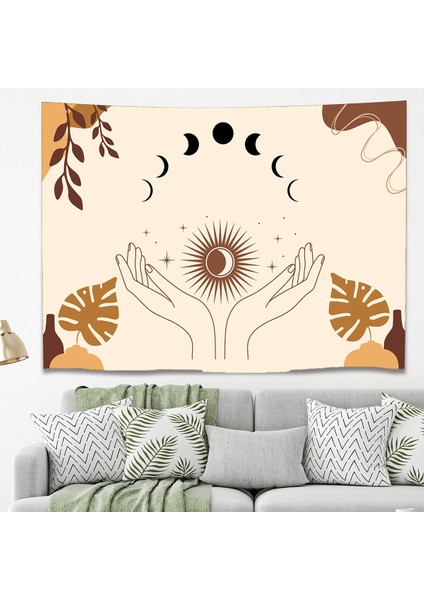 Mandala Yaprak Çiçek Minimalist Bohem Duvar Örtüsü Halısı Duvar Sanatı Dekorasyon Dekoratif Tapestry