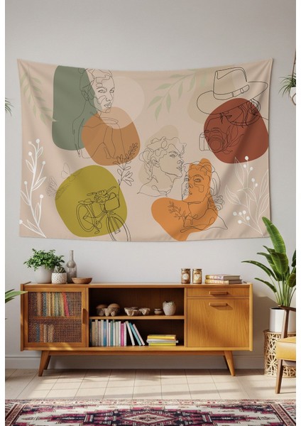 Yaprak Çiçek Minimalist Bohem Duvar Örtüsü Halısı Duvar Sanatı Duvar Dekorasyonu Dekoratif Tapestry