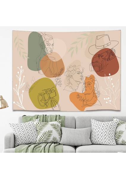Yaprak Çiçek Minimalist Bohem Duvar Örtüsü Halısı Duvar Sanatı Duvar Dekorasyonu Dekoratif Tapestry