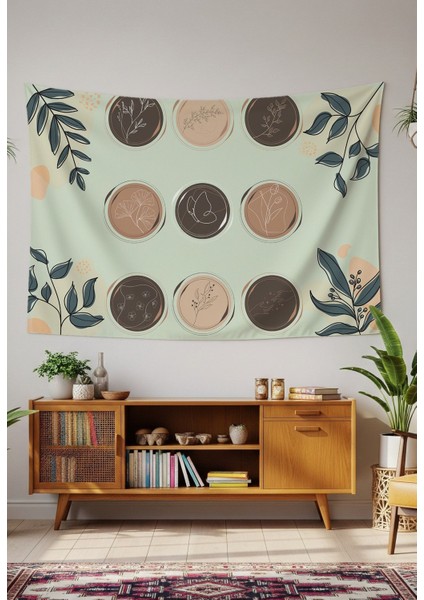 Yaprak Çiçek Minimalist Bohem Duvar Örtüsü Halısı Duvar Sanatı Duvar Dekorasyonu Dekoratif Tapestry