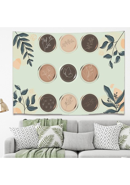 Yaprak Çiçek Minimalist Bohem Duvar Örtüsü Halısı Duvar Sanatı Duvar Dekorasyonu Dekoratif Tapestry