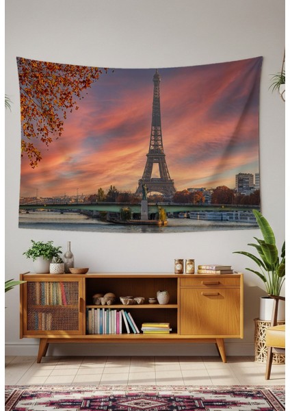 Paris Eyfel Külesi Manzara Duvar Örtüsü Halısı Duvar Sanatı Duvar Dekorasyonu Dekoratif Tapestry