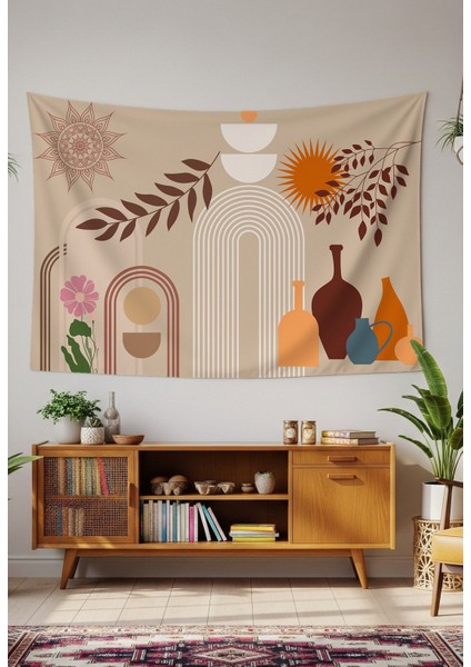 Mandala Yaprak Çiçek Minimalist Bohem Duvar Örtüsü Halısı Duvar Sanatı Dekorasyon Dekoratif Tapestry