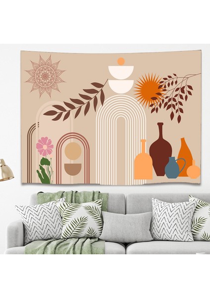 Mandala Yaprak Çiçek Minimalist Bohem Duvar Örtüsü Halısı Duvar Sanatı Dekorasyon Dekoratif Tapestry