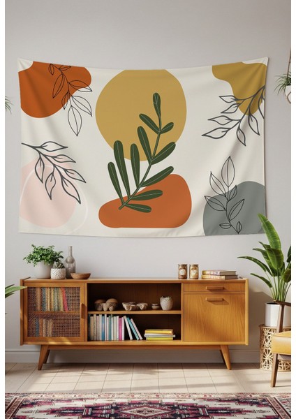 Yaprak Çiçek Minimalist Bohem Duvar Örtüsü Halısı Duvar Sanatı Duvar Dekorasyonu Dekoratif Tapestry