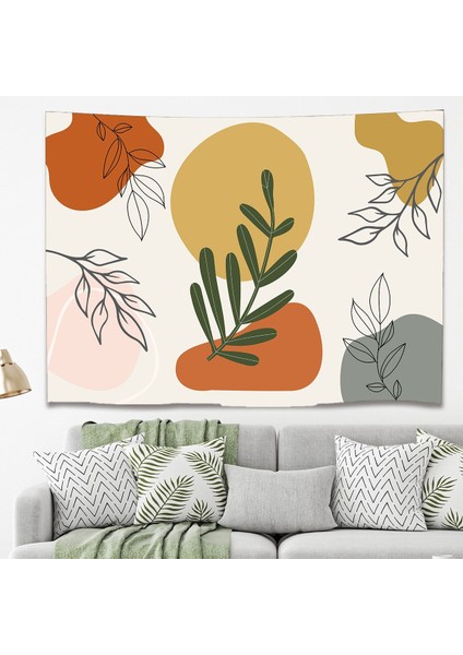 Yaprak Çiçek Minimalist Bohem Duvar Örtüsü Halısı Duvar Sanatı Duvar Dekorasyonu Dekoratif Tapestry