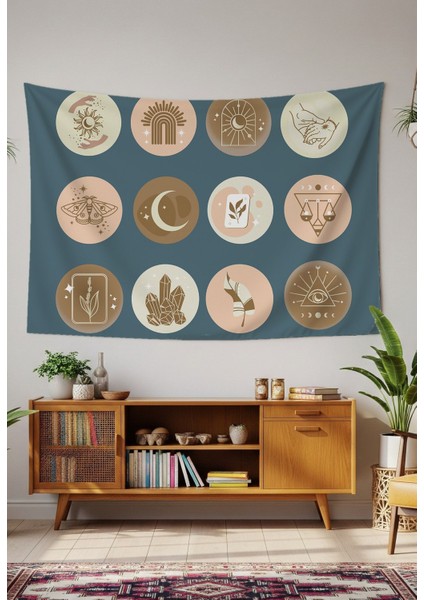 Mandala Yaprak Çiçek Minimalist Bohem Duvar Örtüsü Halısı Duvar Sanatı Dekorasyon Dekoratif Tapestry