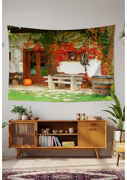 Manzara Çiçekler Tatlı Ev Doğa Duvar Örtüsü Halısı Duvar Sanatı Duvar Dekorasyonu Dekoratif Tapestry