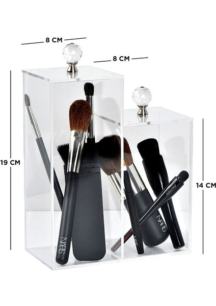 Şeffaf ve şık 2 gözlü pleksi fırçalık, modern siyah tasarım. fiyatları