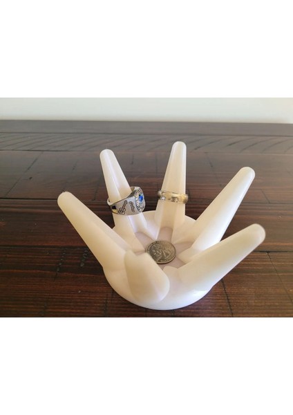 Beyaz Yüzük Tutucu Standı, 6 Slot, Şık ve Zarif Takı Organizer