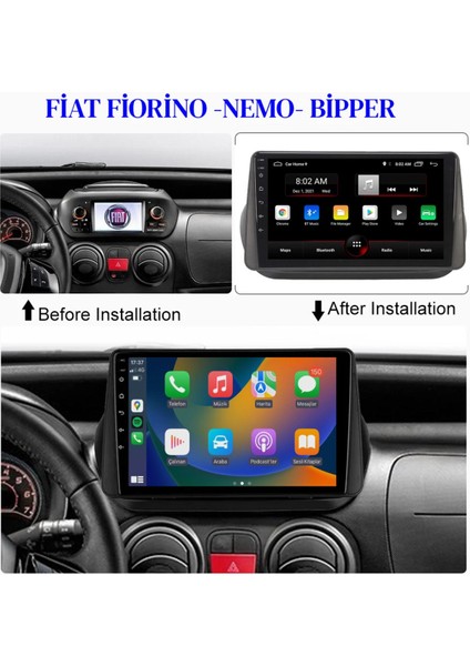 Fiat Fiorino Peugeot Bipper Nemo 4GB/64GB Android Multimedya 10 Inc Hd IPS Ekran Kamera