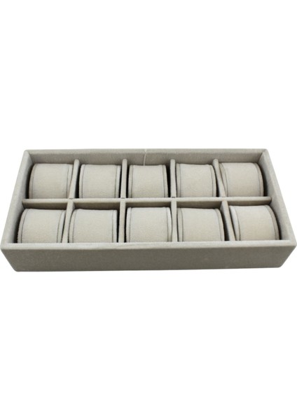 Krem Renkli 10'lu Saat Saklama Tablası, Şık ve Düzenli Organizasyon Çözümü