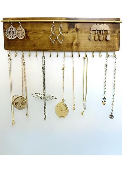 Şık Kahverengi Ahşap Takı ve Gözlük Düzenleyici, 29 Parça, Duvar Askısı fiyatları