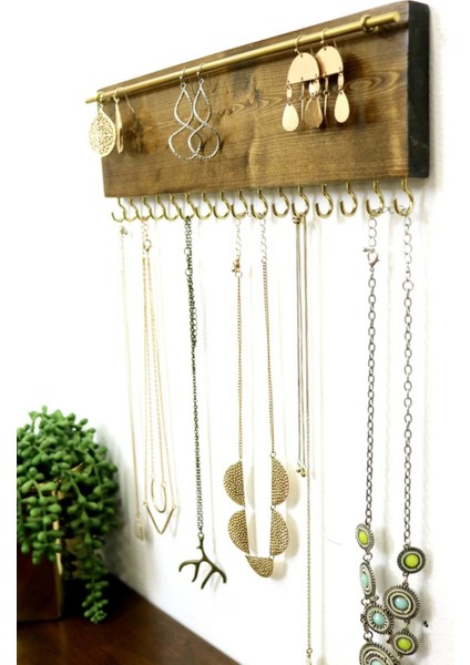 Şık Kahverengi Ahşap Takı ve Gözlük Düzenleyici, 29 Parça, Duvar Askısı modelleri