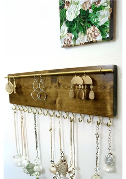 Şık Kahverengi Ahşap Takı ve Gözlük Düzenleyici, 29 Parça, Duvar Askısı fırsatları