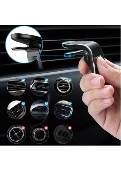 Mıknatıslı siyah araç içi telefon tutucu, güçlü ve şık tasarım indirimleri