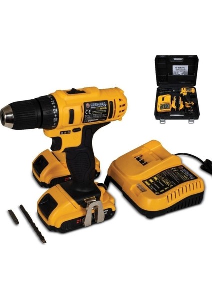 Şarjlı Darbeli Matkap 21 Volt Çift Akülü (Çantalı)